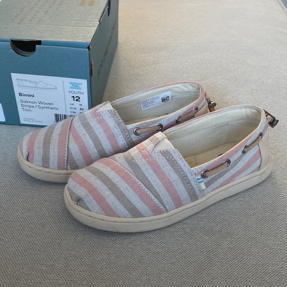 TOMS Youth Bimini Salmon Woven Stripe Shoe